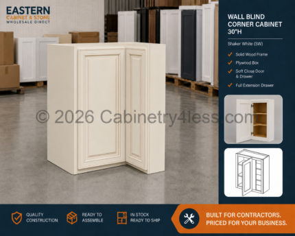 Charleston White Wall Blind Corner Cabinet 30"H