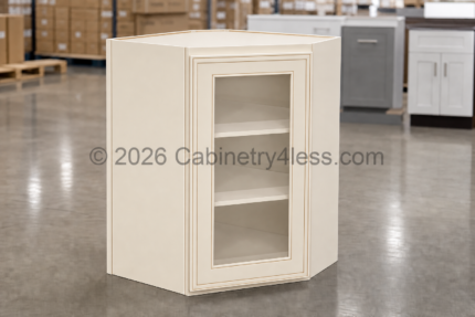 Charleston White Diagonal Corner Wall Glass Door 24"W