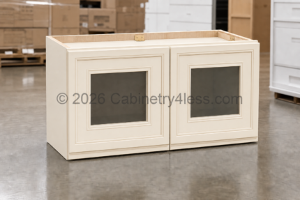 CW-W3018GD - Charleston White Wall Cabinet Double Glass Doors 18"H