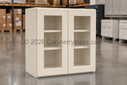 Charleston White Wall Cabinet Double Glass Doors 30"H