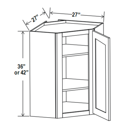 Aspen Charcoal Diagonal Corner Wall Cabinet 27″W
