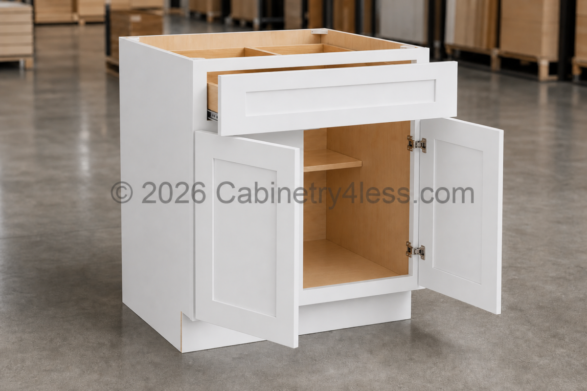 Double Dove White Base Cabinet Double Doors (One Drawer)