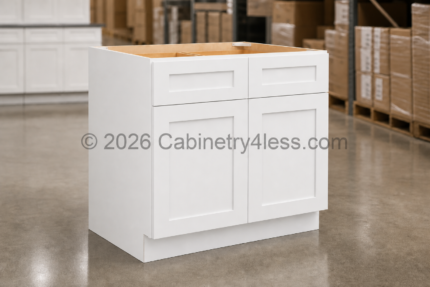 Double Dove White Base Cabinet Double Doors (Two Drawers)