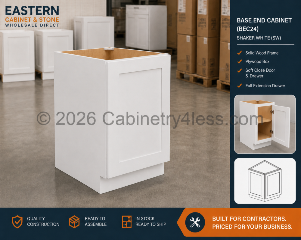 DDW-BEC24 – Double Dove White Base End Cabinet (BEC24)