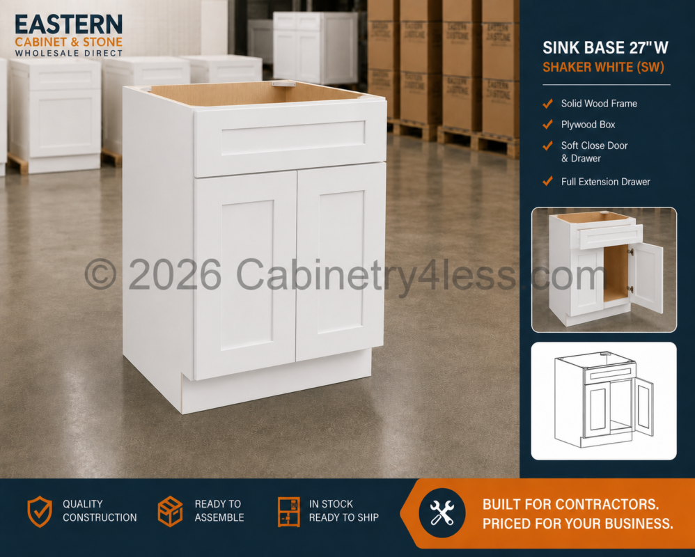 DDW-SB27 – Double Dove White Sink Base 27″W
