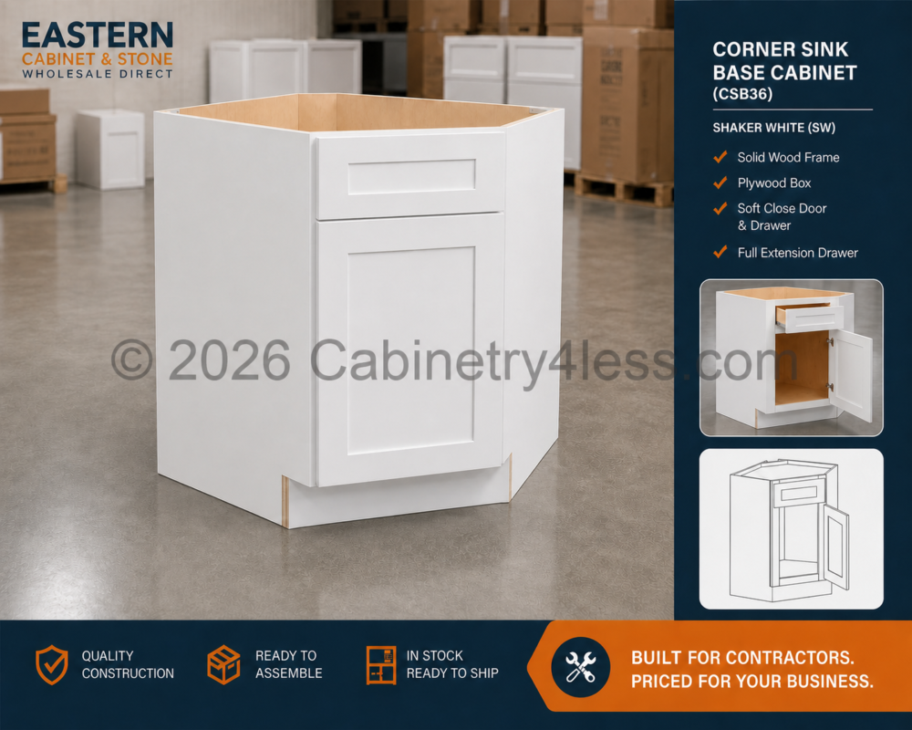 DDW-CSB36 – Double Dove White Corner Sink Base Cabinet (CSB36)