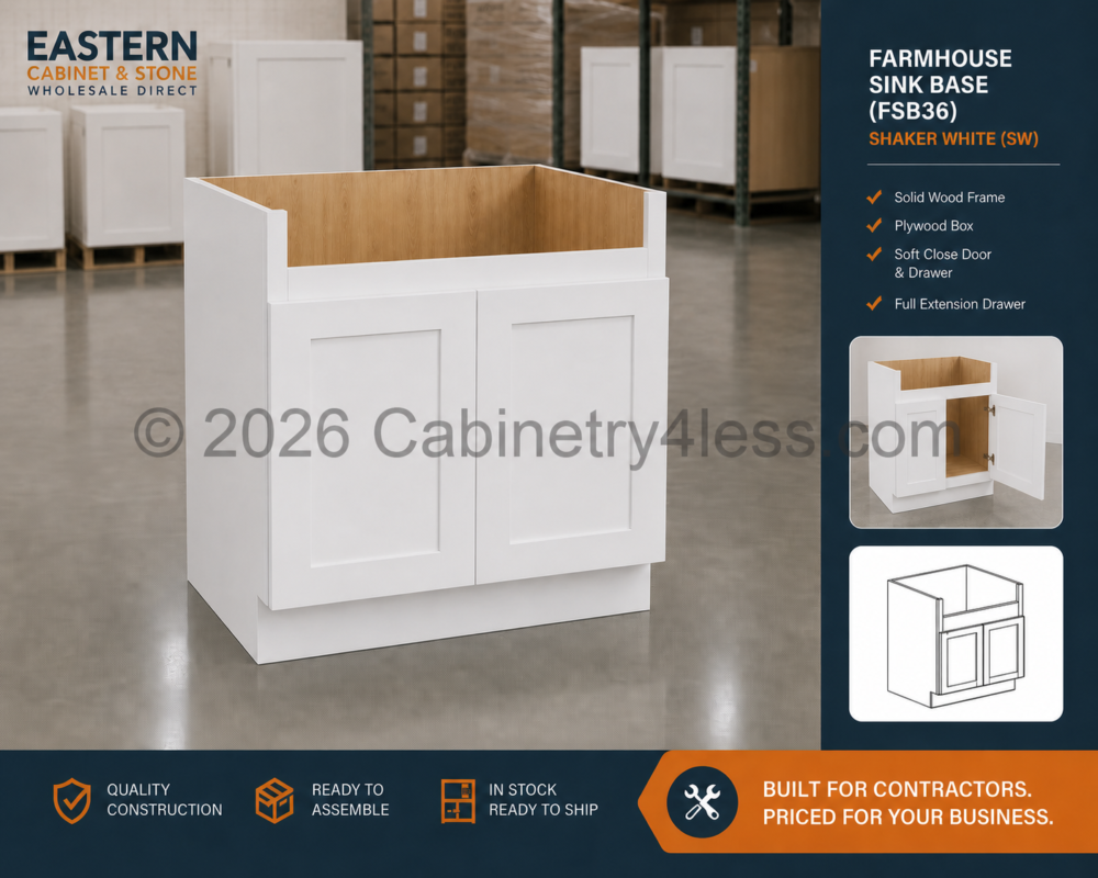DDW-FSB36 – Double Dove White Farmhouse Sink Base (FSB36)