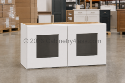 Double Dove White Wall Cabinet Double Glass Doors 12″H