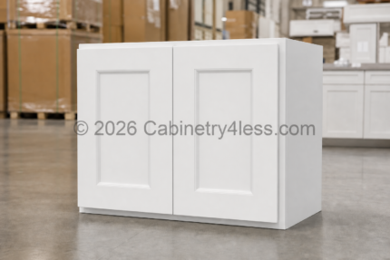 Double Dove White Refrigerator Wall Cabinet Double Doors 24″H