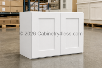 Double Dove White Refrigerator Wall Cabinet Double Doors 33″W