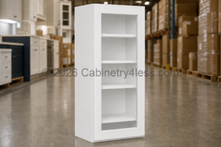 Double Dove White Wall Cabinet Single Glass Door 42″H