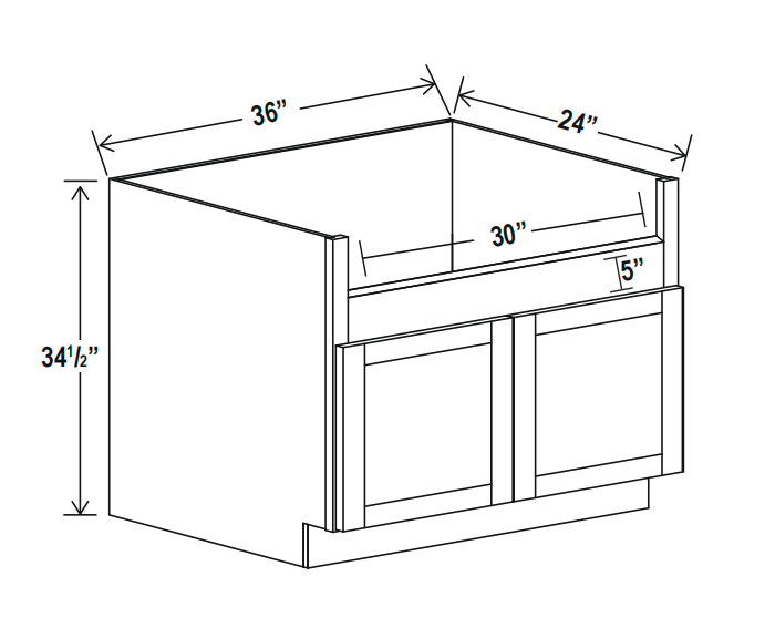 GR-FSB36 – Gray Shaker Farmhouse Sink Base (FSB36)