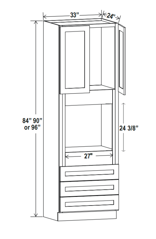 Slim White Oak Oven Pantry 33″W