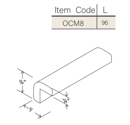 MB-OCM8 - Matte Black Outside Corner Moulding (OCM8)