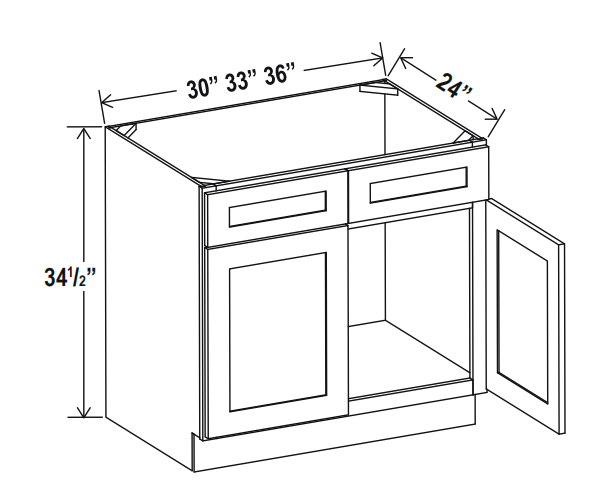 Matte Black Sink Base 30″/33″/36″W
