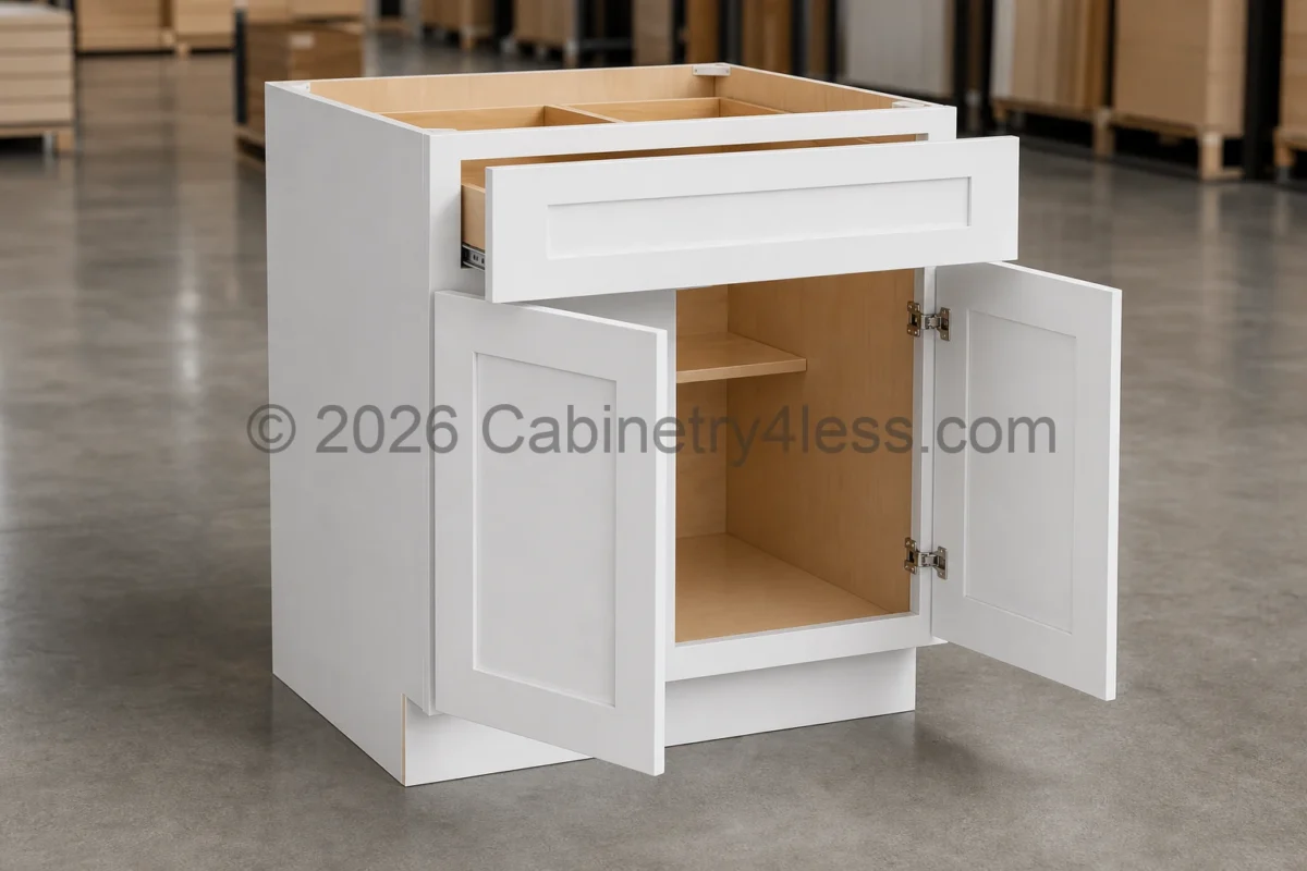 Shaker White Base Cabinet Double Doors (One Drawer)