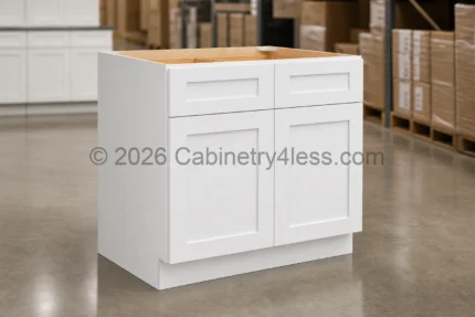 Shaker White Base Cabinet Double Doors (Two Drawers)