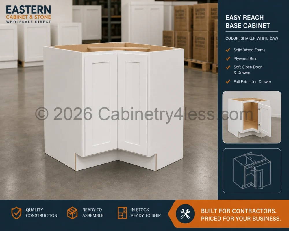 Shaker White Easy Reach Base Cabinet