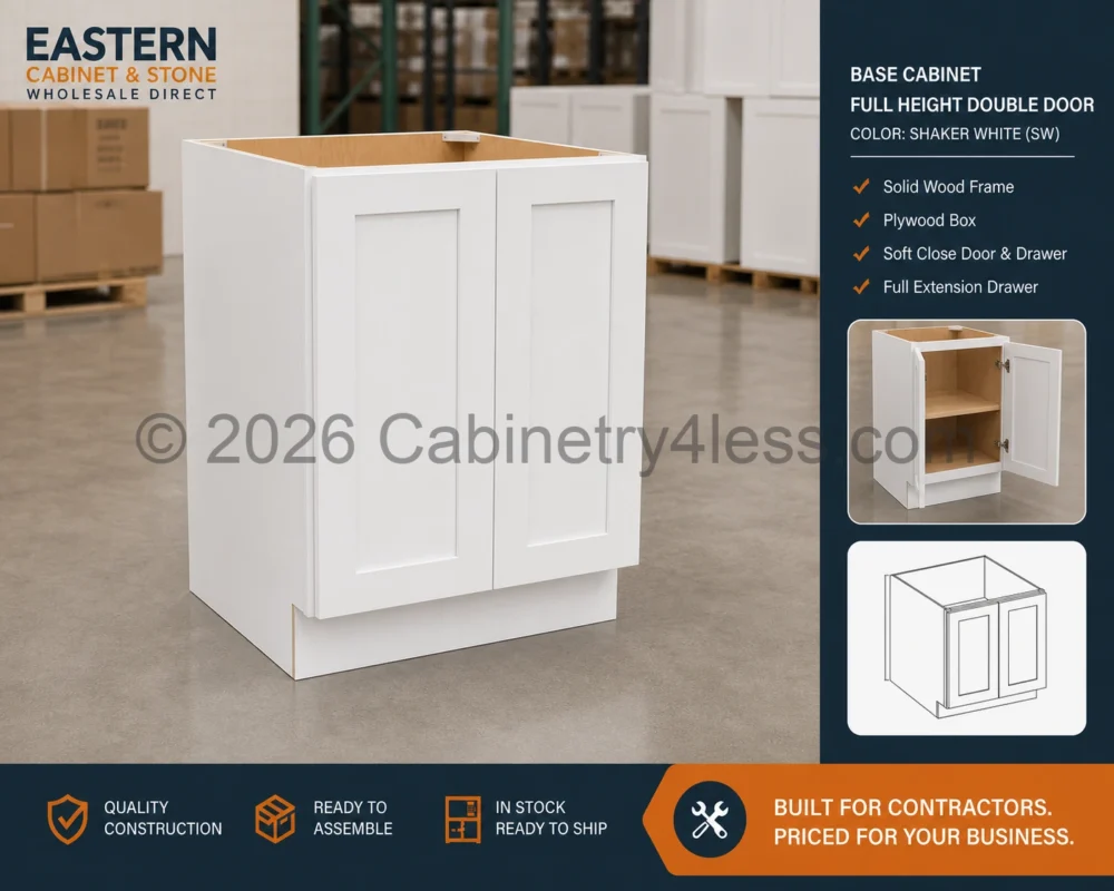 Shaker White Base Cabinet Full Height Double Door
