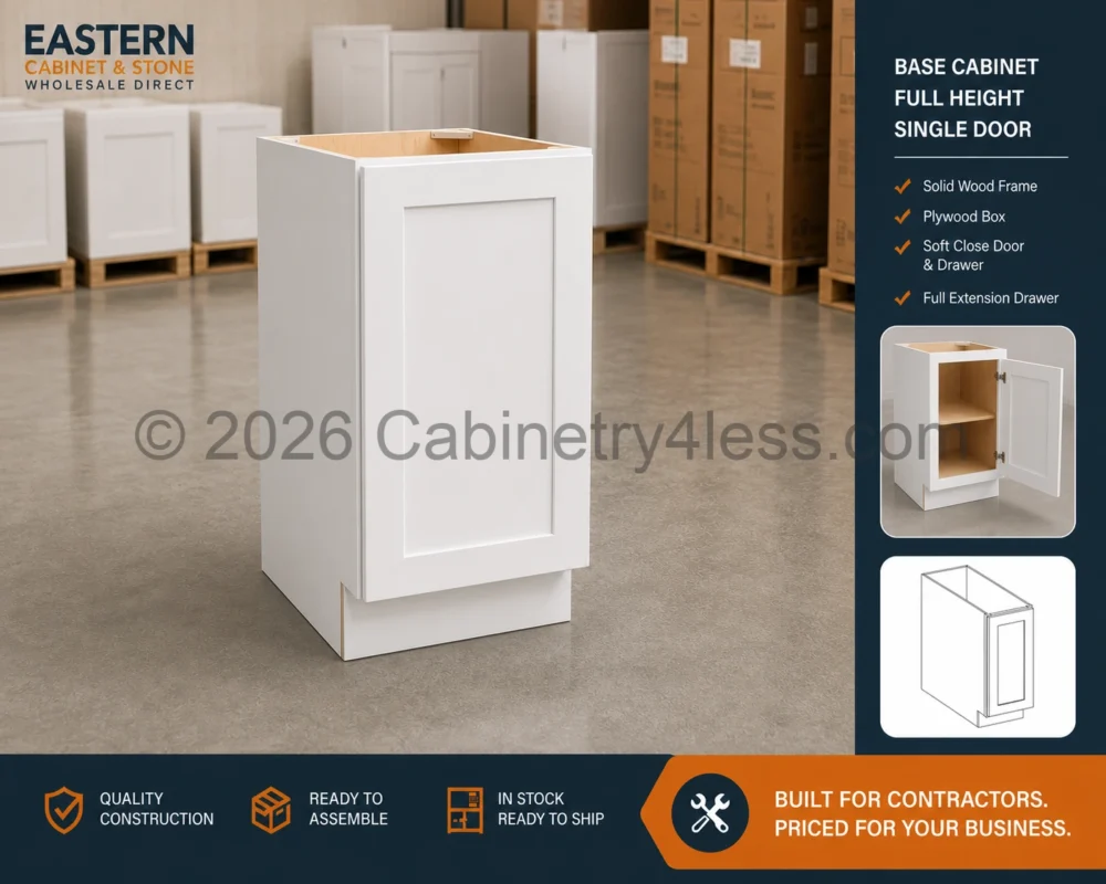 Shaker White Base Cabinet Full Height Single Door