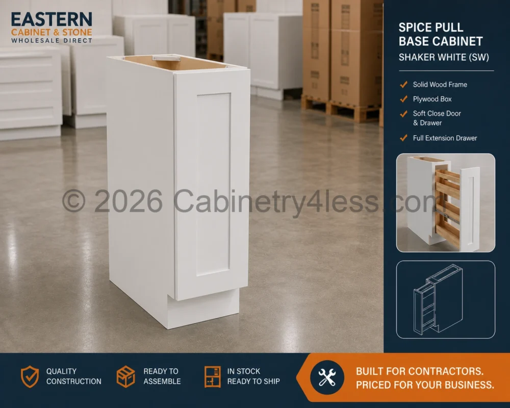 Shaker White Spice Pull Base Cabinet