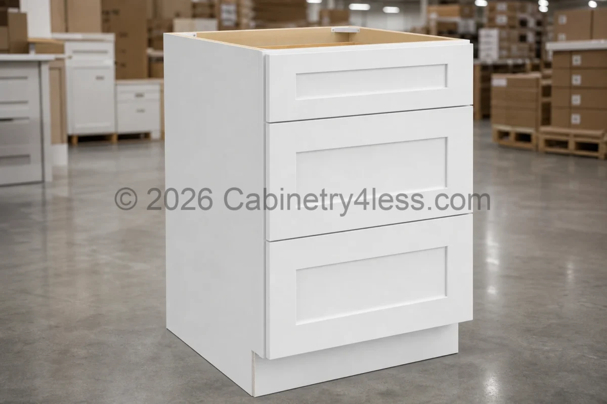 Shaker White Three Drawer Base