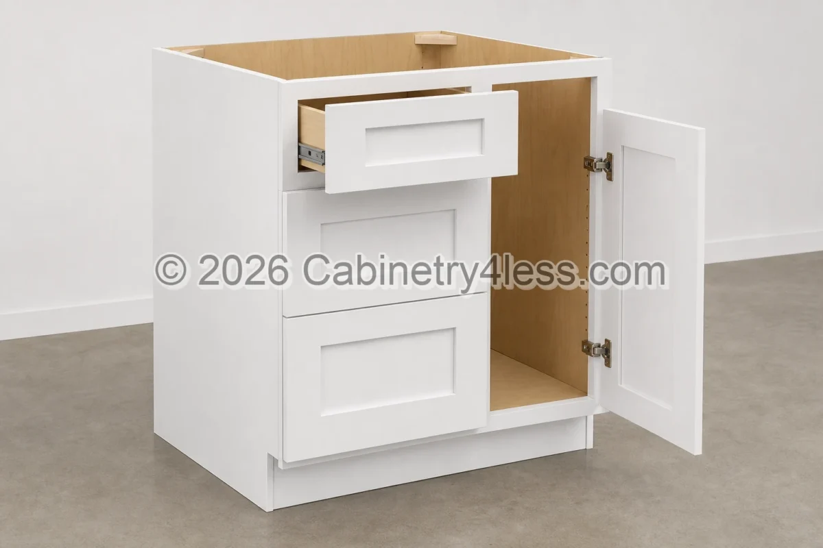 Shaker White Three Drawer Base
