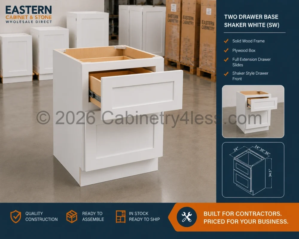 Shaker White Two Drawer Base