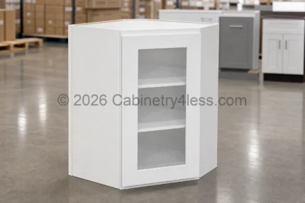Shaker White Diagonal Corner Wall Glass Door 24″W