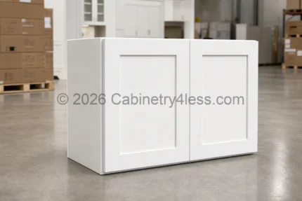 Shaker White Refrigerator Wall Cabinet Double Doors 30″W