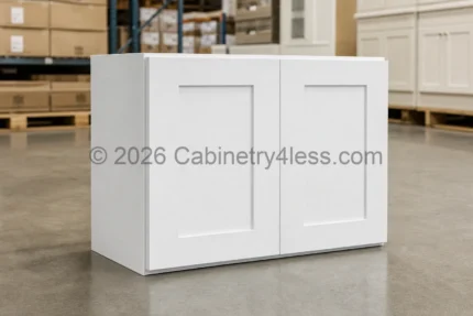 Shaker White Refrigerator Wall Cabinet Double Doors 33″W