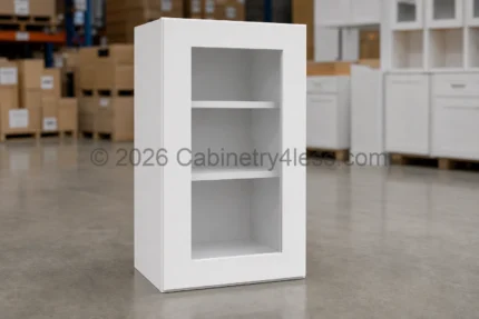 Shaker White Wall Cabinet Single Glass Door 30″H