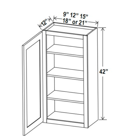 Matte Black Wall Cabinet Single Door 42"H