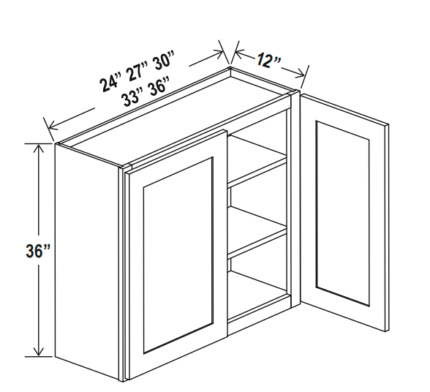 Matte Black Wall Cabinet Double Doors 36″H