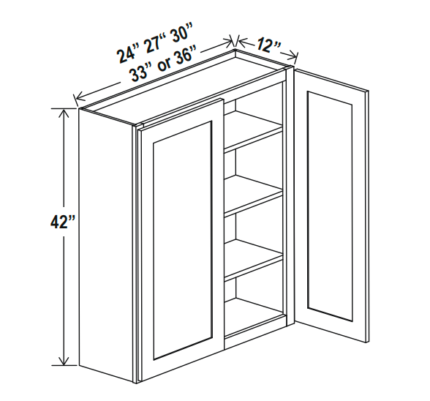 Matte Black Wall Cabinet Double Doors 42″H