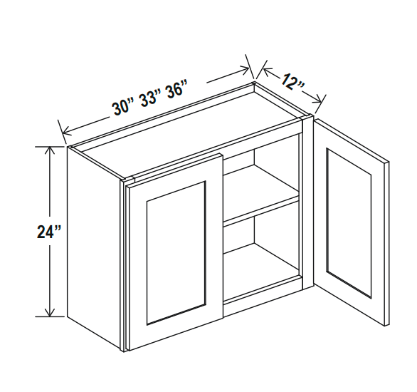 Midnight Glass Wall Cabinet Double Doors 24″H