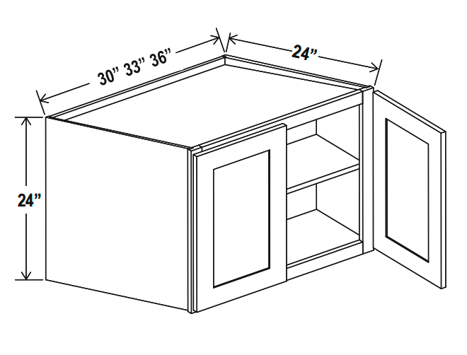 Midnight Glass Refrigerator Wall Cabinet Double Doors 24″H