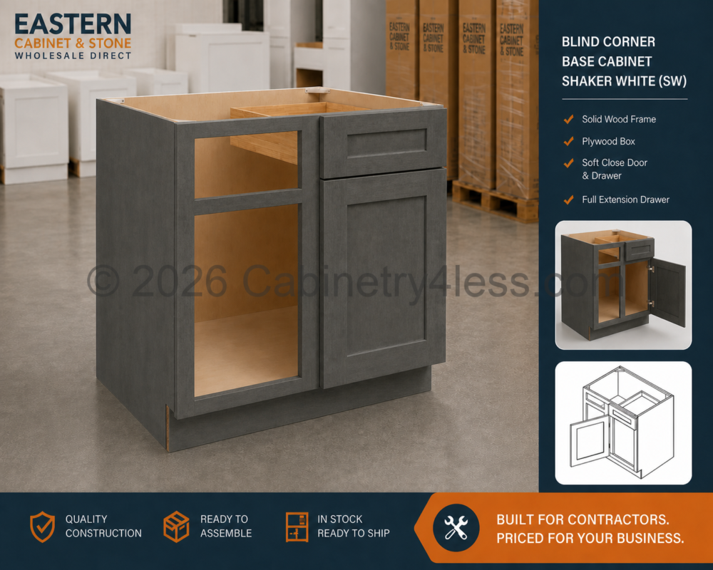 Double Smokey Gray Blind Corner Base Cabinet