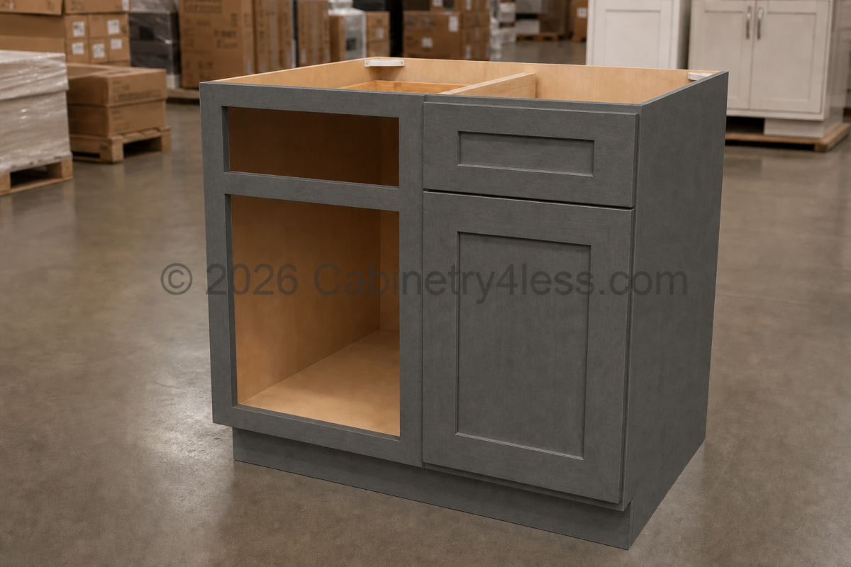 Double Smokey Gray Blind Corner Base Cabinet