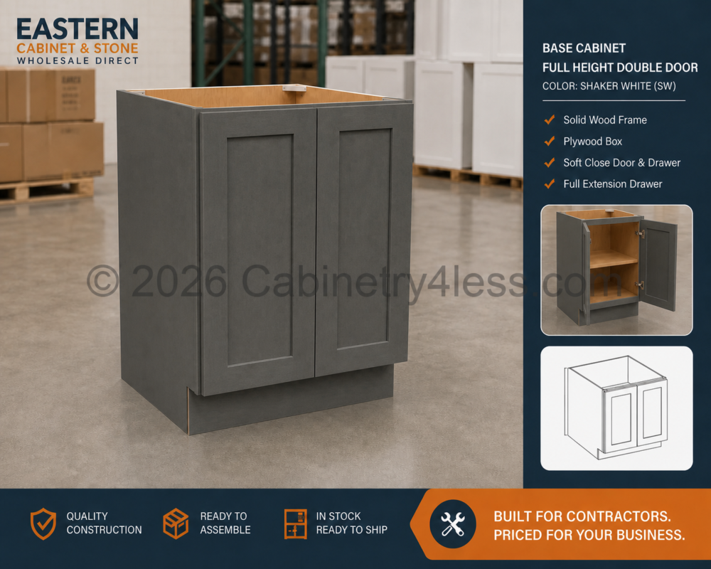 Double Smokey Gray Base Cabinet Full Height Double Door