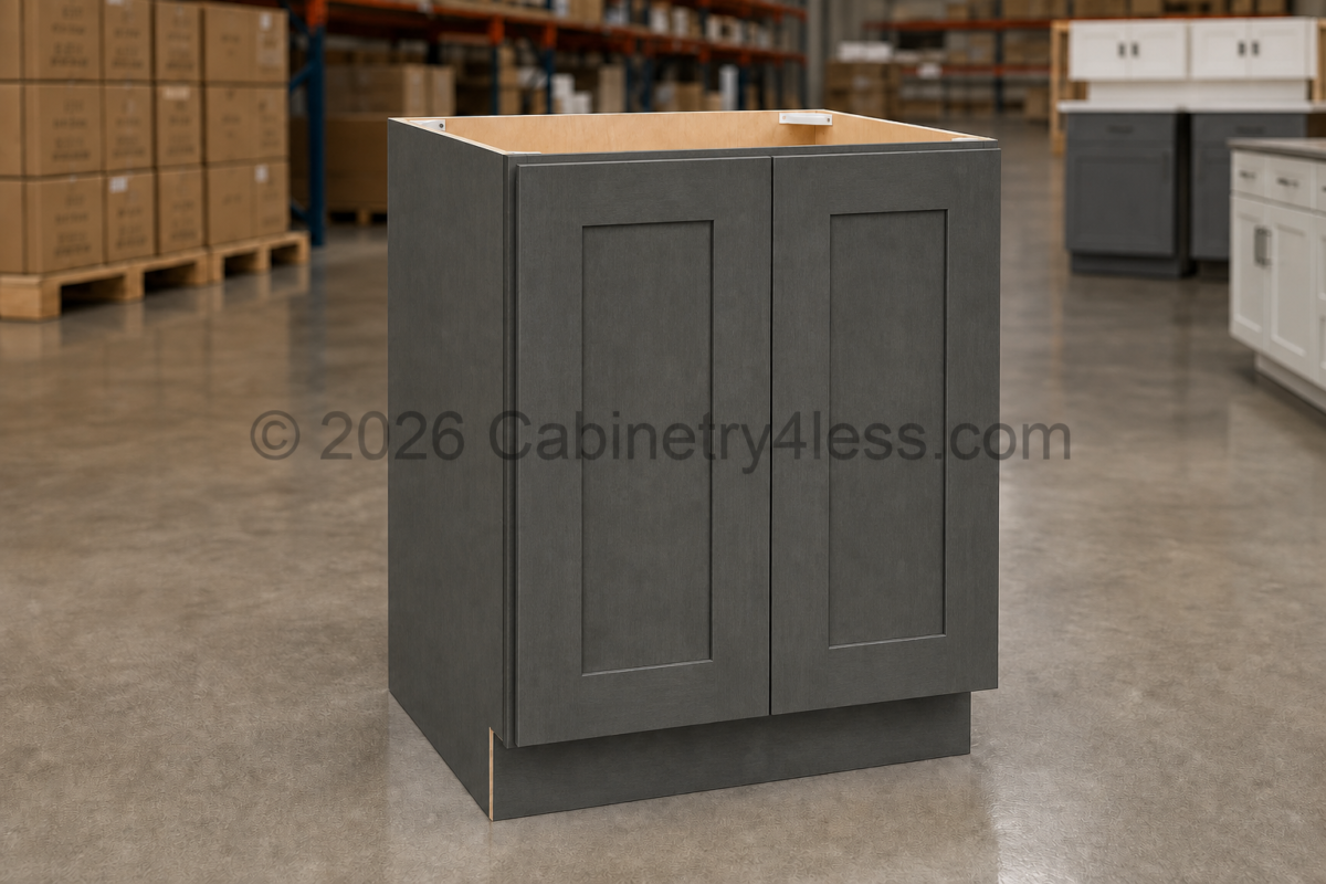 Double Smokey Gray Base Cabinet Full Height Double Door