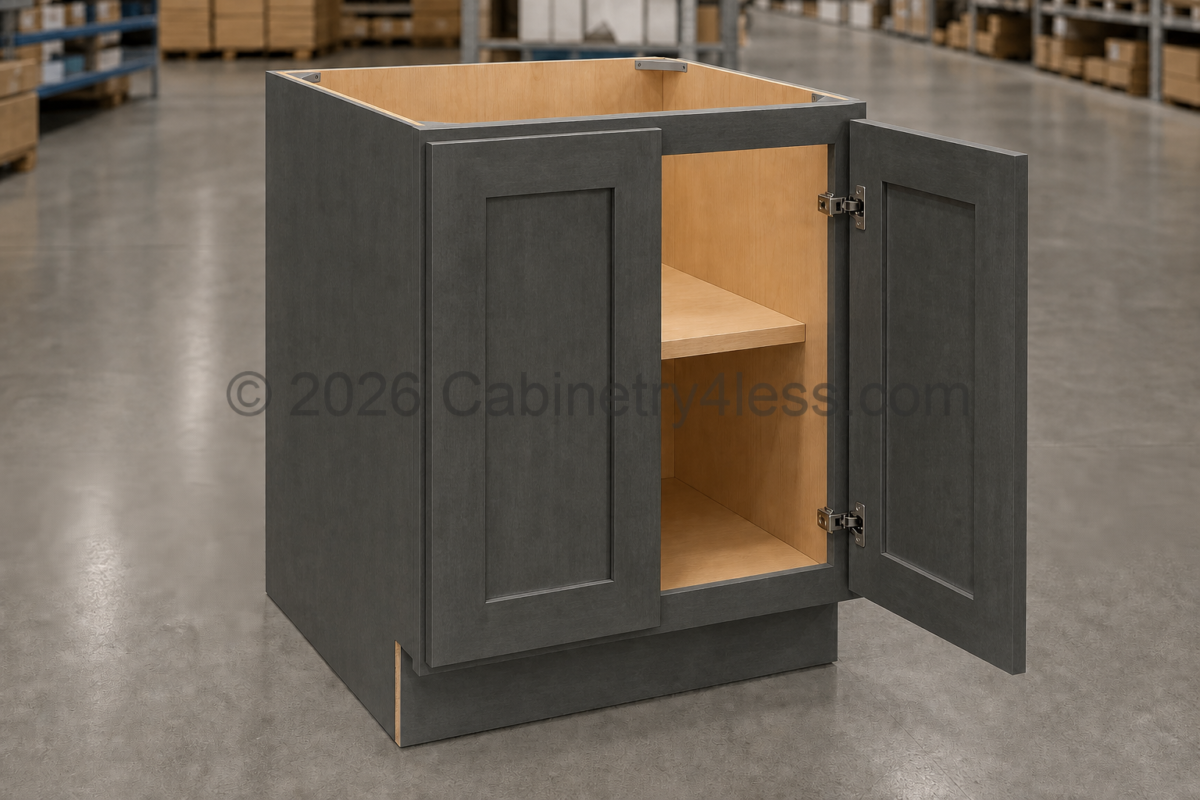 Double Smokey Gray Base Cabinet Full Height Double Door