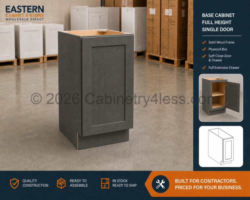 Double Smokey Gray Base Cabinet Full Height Single Door