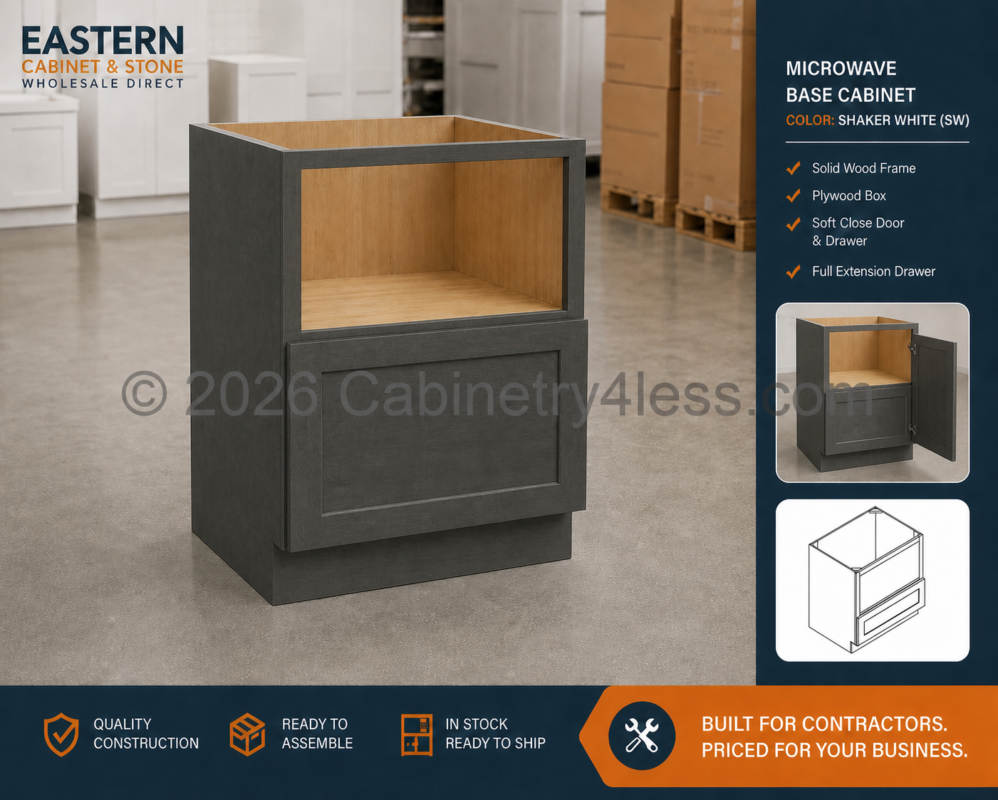 Double Smokey Gray Microwave Base Cabinet