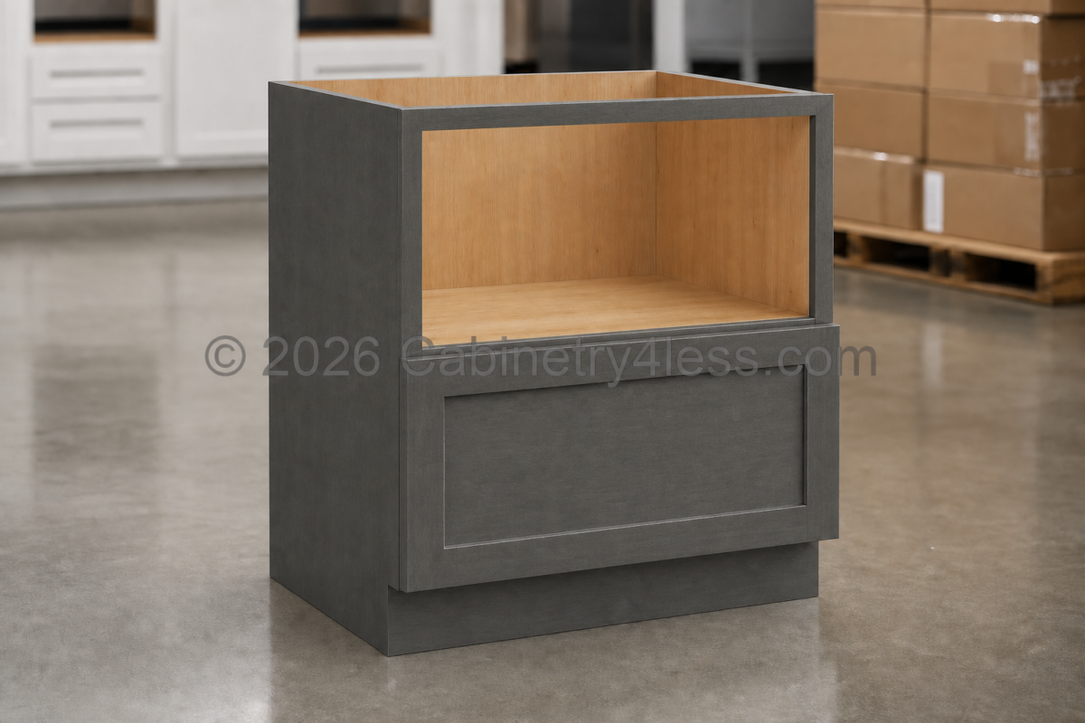 Double Smokey Gray Microwave Base Cabinet