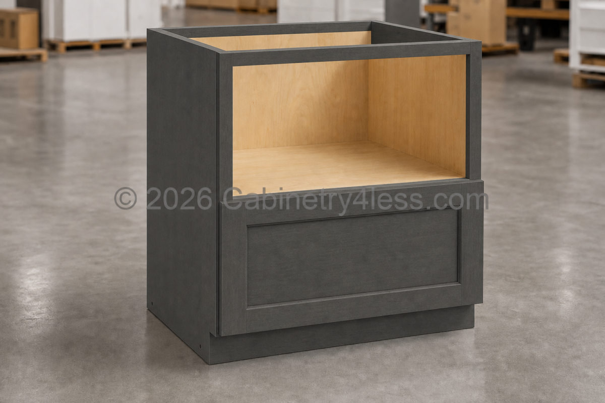 Double Smokey Gray Microwave Base Cabinet