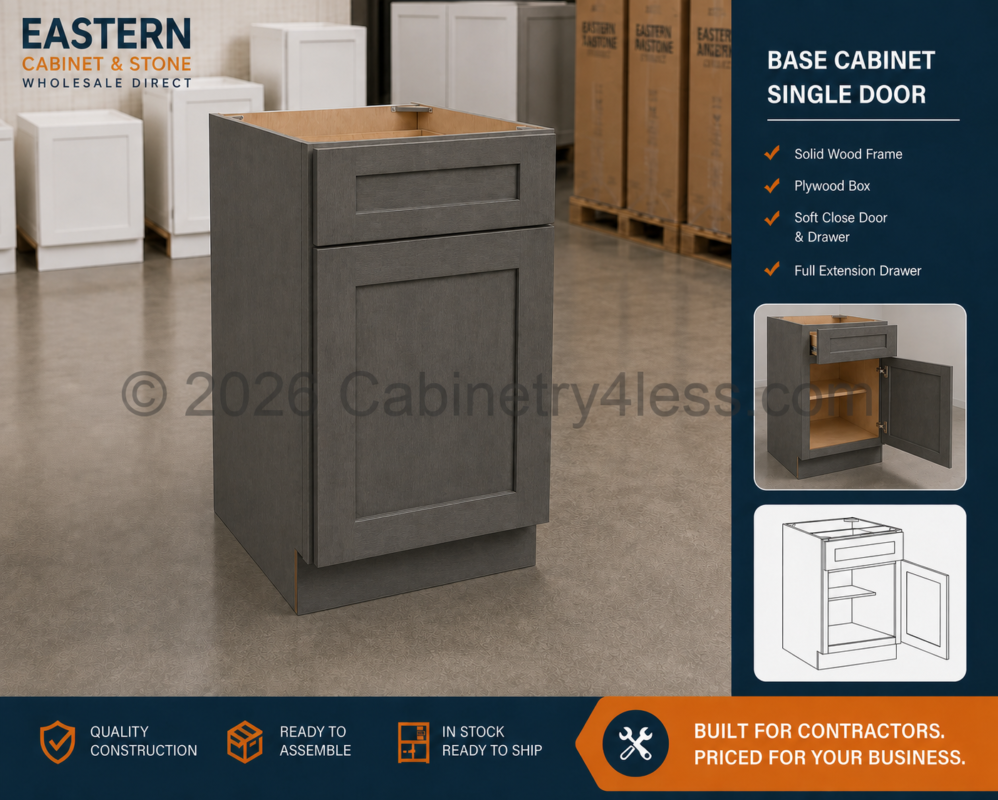 Double Smokey Gray Base Cabinet Single Door