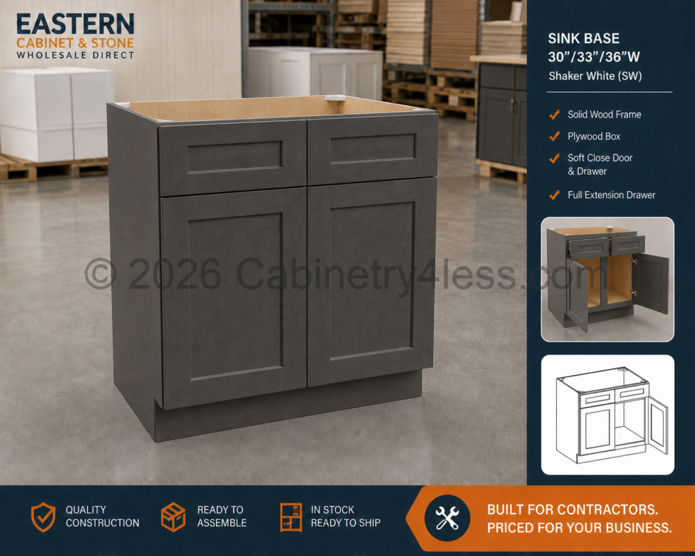 Double Smokey Gray Sink Base 30″/33″/36″W