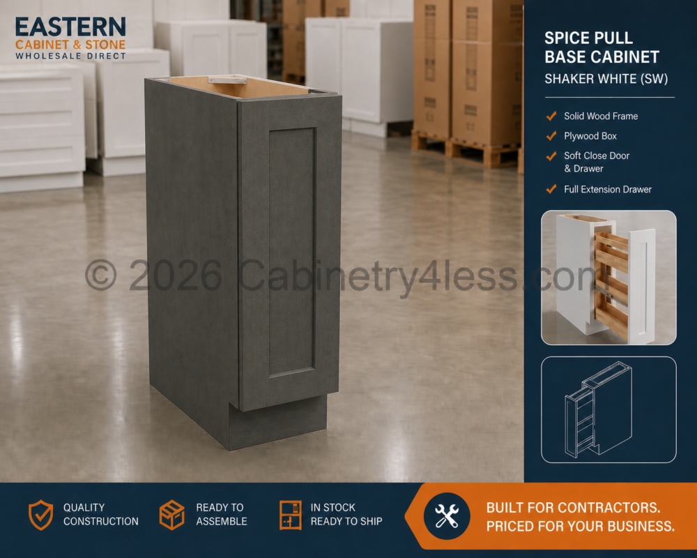 Double Smokey Gray Spice Pull Base Cabinet