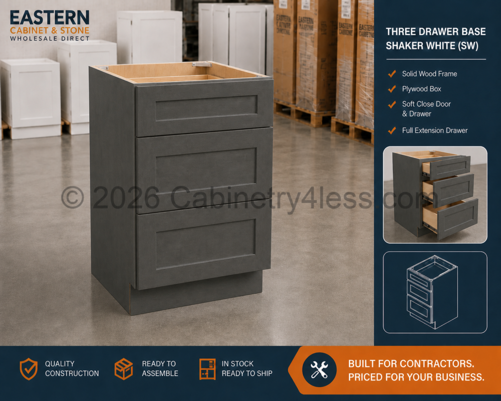 Double Smokey Gray Three Drawer Base